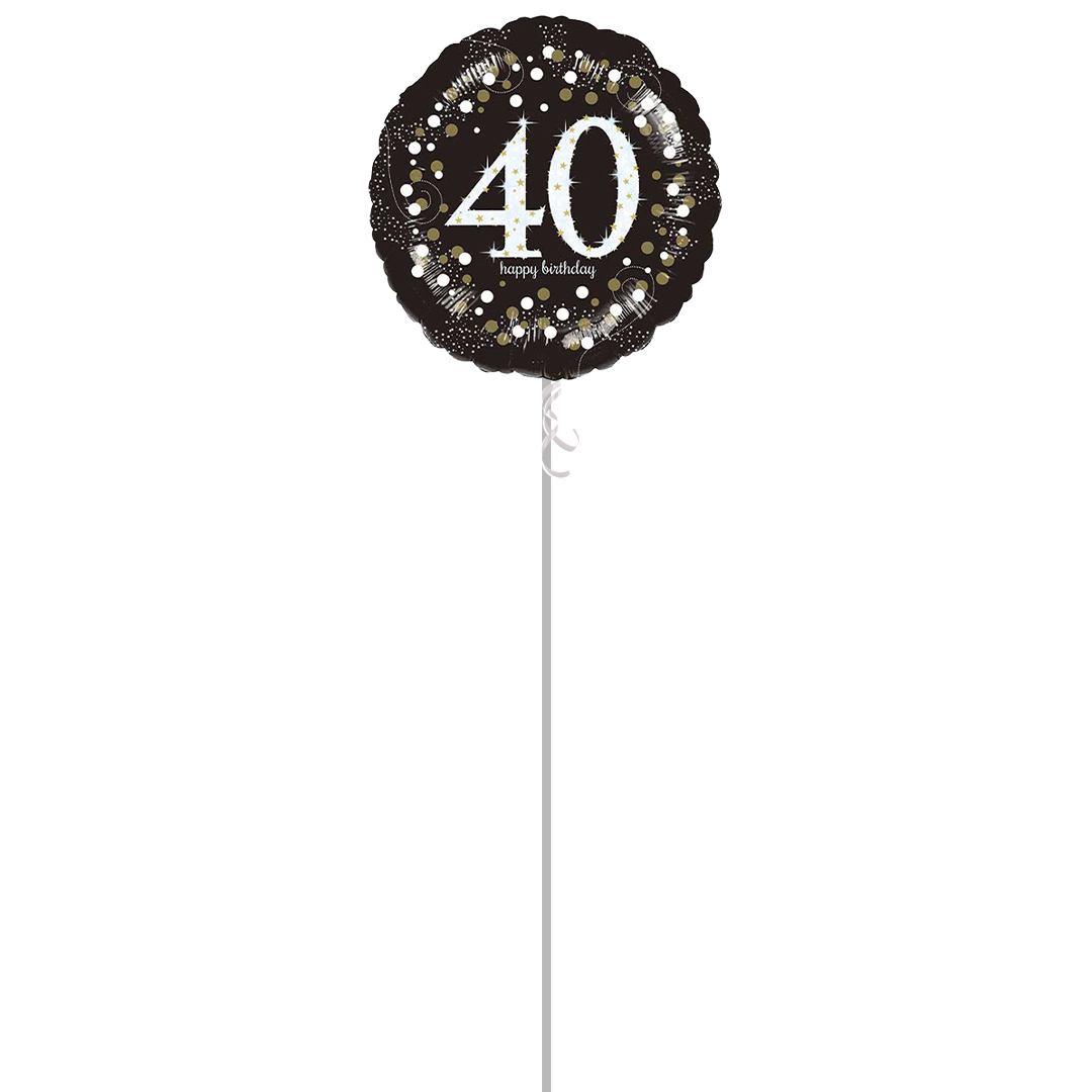 Sparkling Celebration 40th Birthday Round Foil Helium Balloon - Inflated Balloon in a Box
