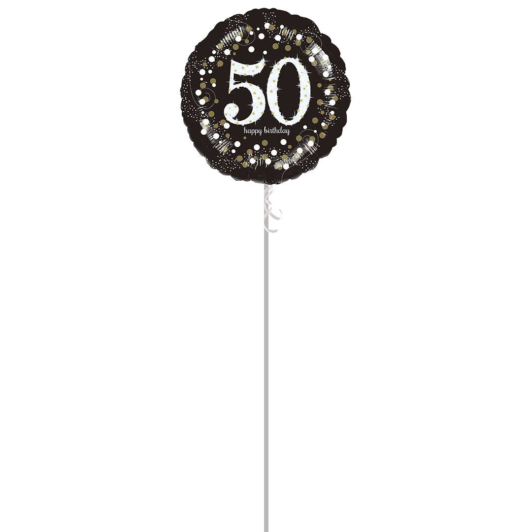 Sparkling Celebration 50th Birthday Round Foil Helium Balloon - Inflated Balloon in a Box Product Gallery Image