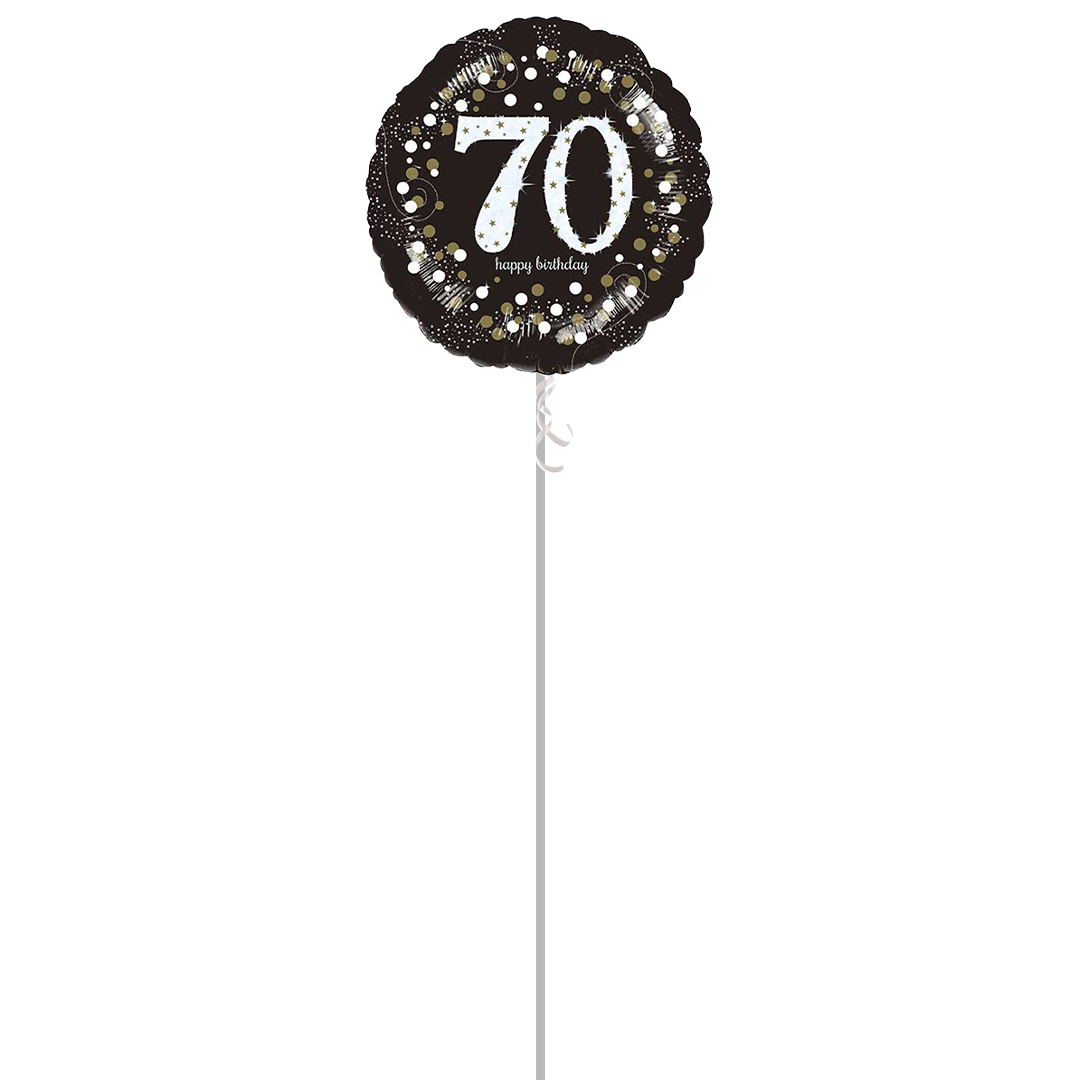 Sparkling Celebration 70th Birthday Round Foil Helium Balloon - Inflated Balloon in a Box