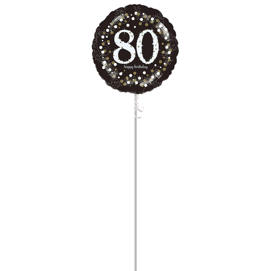 Sparkling Celebration 80th Birthday Round Foil Helium Balloon - Inflated Balloon in a Box Product Gallery Image