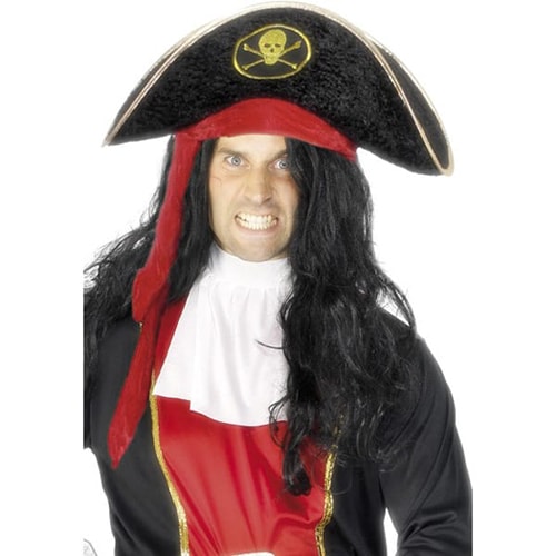 Black Velour Pirate Hat Product Image