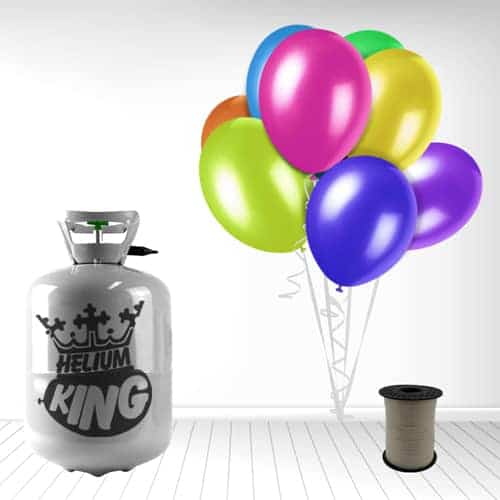 Disposable Helium Gas Canister with 30 Assorted Balloons and Curling Ribbon Product Gallery Image