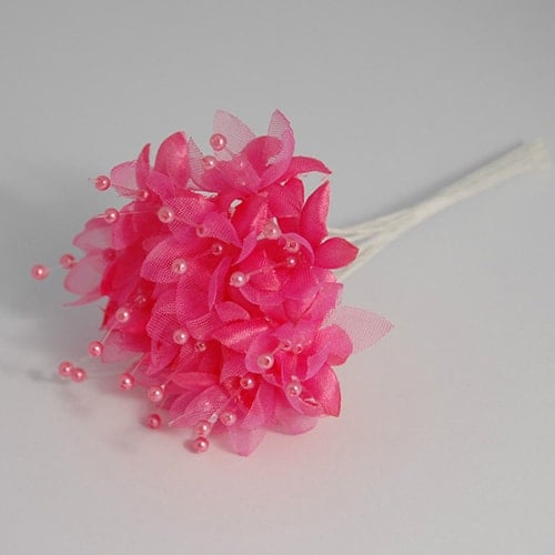 Fuchsia Pearled Baby's Breath Fabric Flowers - 6 Bunches of 12 Product Image