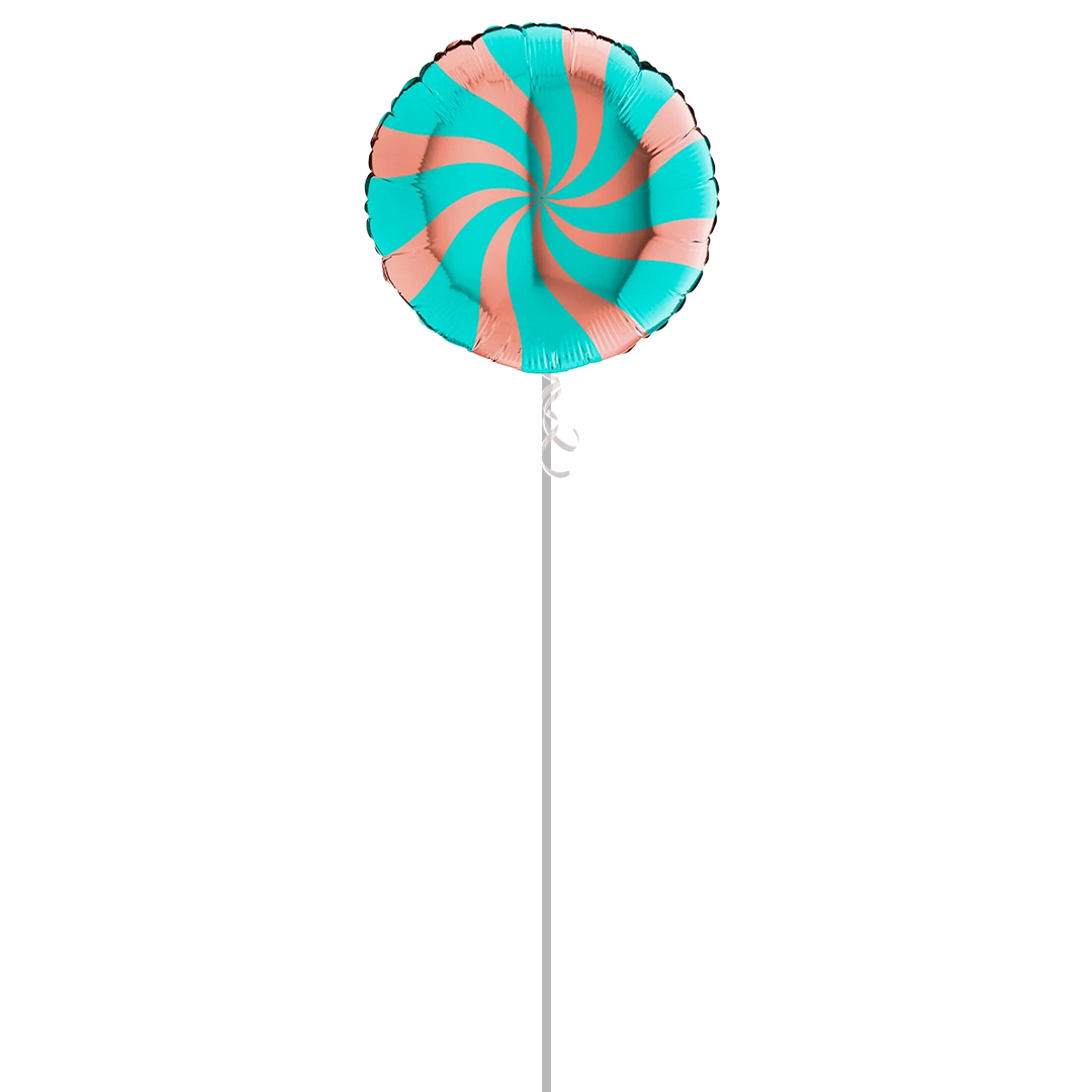 Rose Gold & Turquoise Blue Candy Swirl Round Foil Helium Balloon - Inflated Balloon in a Box