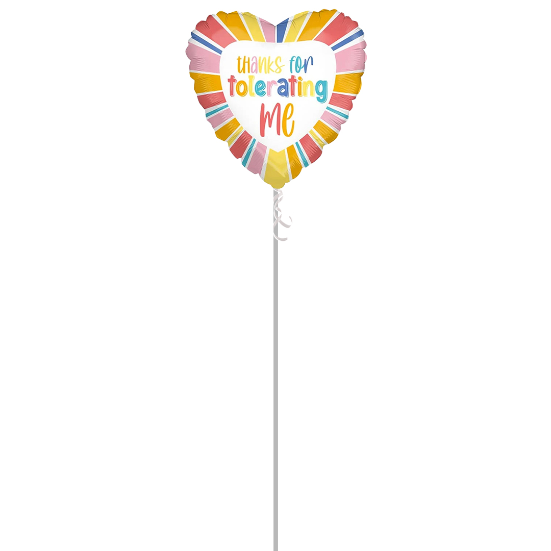Thanks For Tolerating Me Heart Foil Helium Balloon - Inflated Balloon in a Box Product Gallery Image
