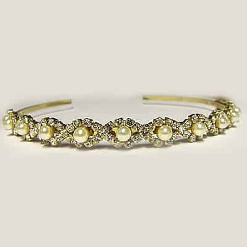 Golden Diamante and Pearl Headband Product Image