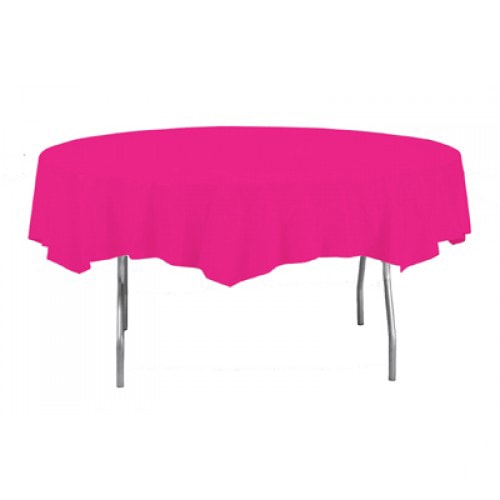 Hot Pink Round Plastic Tablecover 213cm Round Product Image