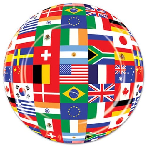 International Flags Themed Round Paper Plates 23cm - Pack of 8 Product Image