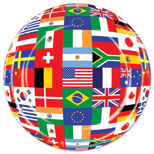 International Flags Themed Round Paper Plates 23cm - Pack of 8 Product Image