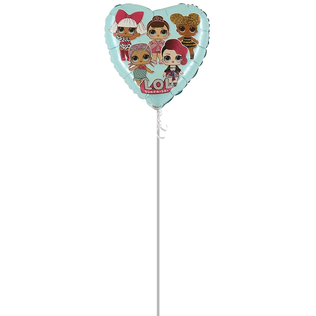 LOL Surprise Turquoise Blue Heart Round Foil Helium Balloon - Inflated Balloon in a Box Product Gallery Image