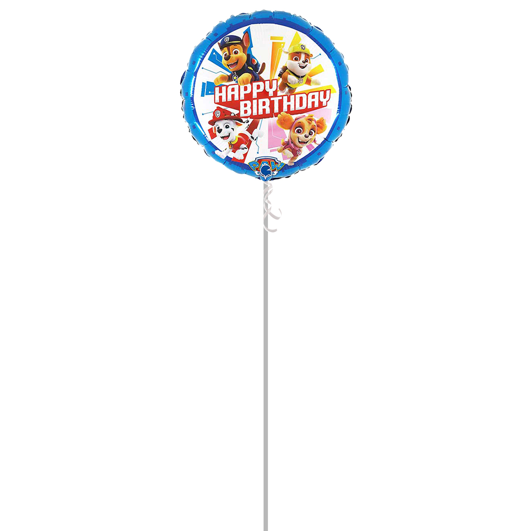 Paw Patrol Happy Birthday Round Shape Foil Helium Balloon - Inflated Balloon in a Box Product Gallery Image