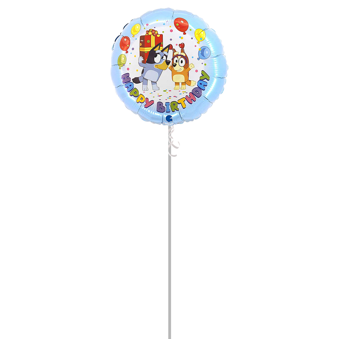 Bluey Happy Birthday Round Foil Helium Balloon - Inflated Balloon in a Box Product Gallery Image