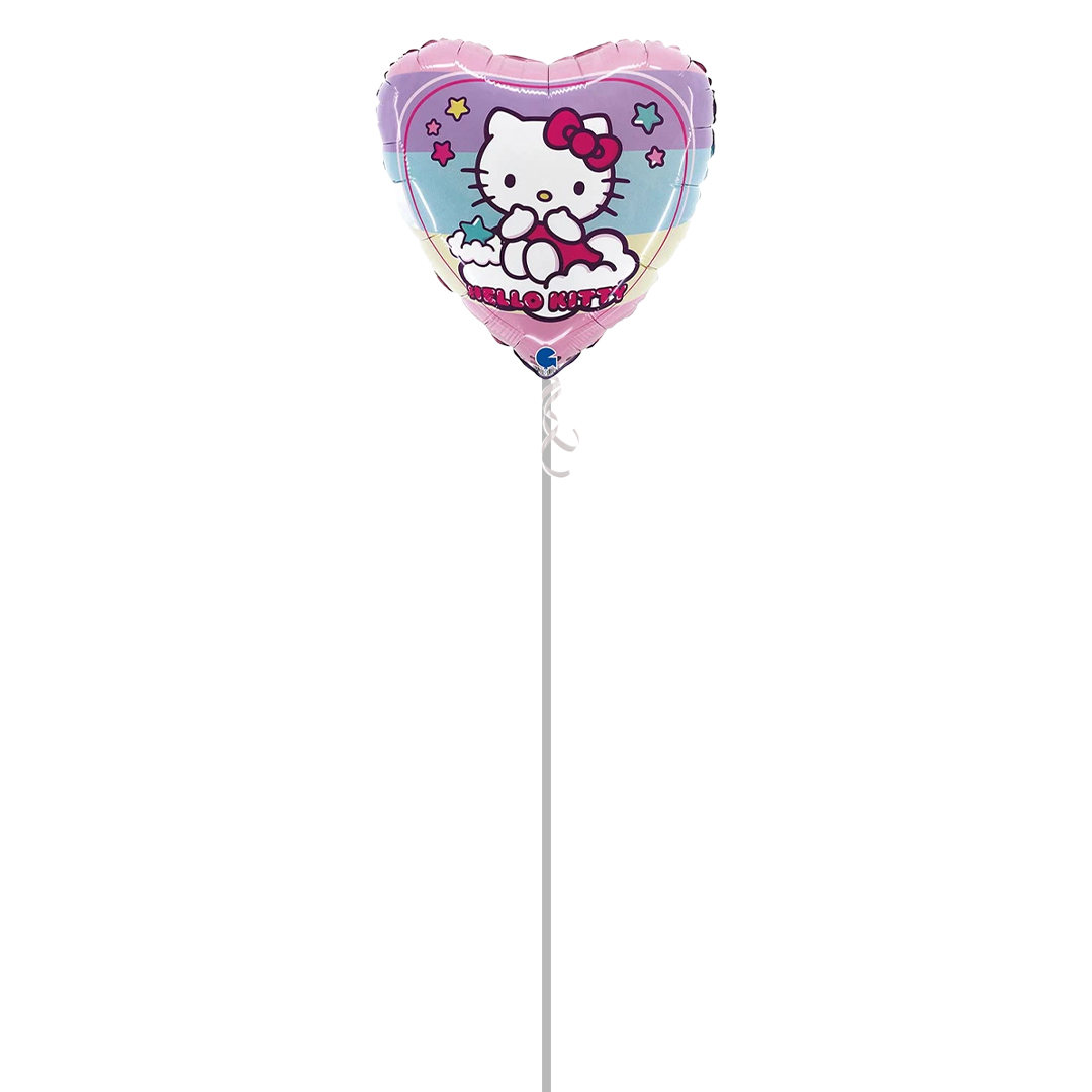 Hello Kitty Rainbow Heart Shape Foil Helium Balloon - Inflated Balloon in a Box Product Gallery Image