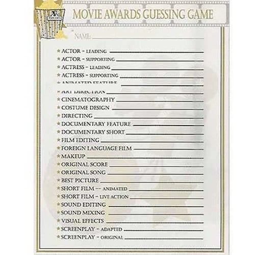 Movie Awards Ballot Game - 16 Sheets Pack Product Image