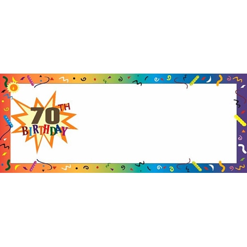 Happy 70th Birthday Confetti Border Large Personalised Banner - 10ft x ...