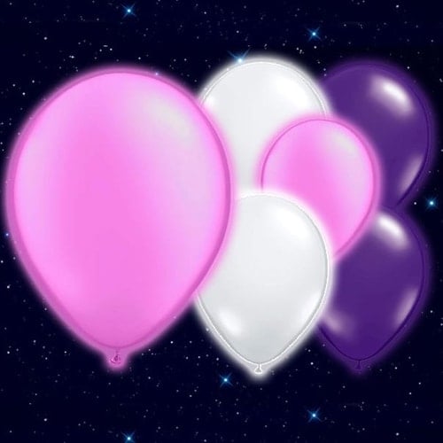 Pink White Purple Colour Illoom Balloons - 9 Inches / 23cm - Pack of 15 Product Image