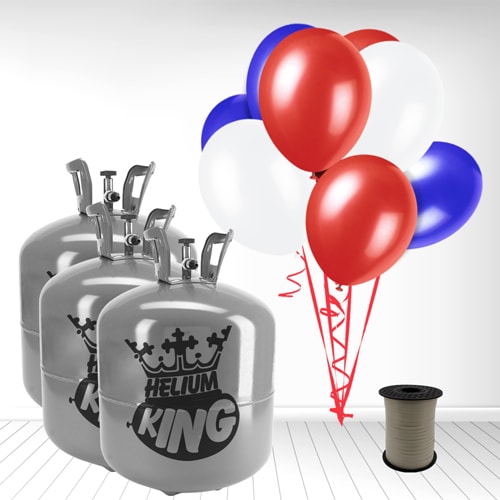 Red White Blue Large Helium Gas Balloons Celebration Kit x 3