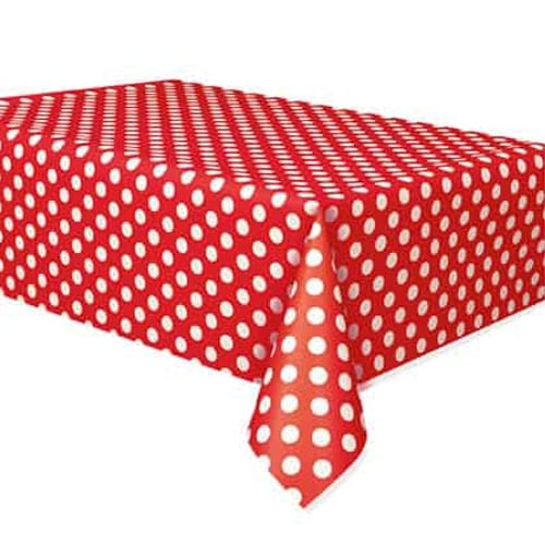 Ruby Red Decorative Dots Plastic Tablecover 274cm x 137cm Bundle Product Image