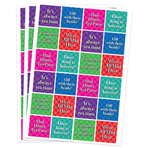 Alice In Wonderland 40mm Square Sticker Sheet of 24 Product Gallery Image