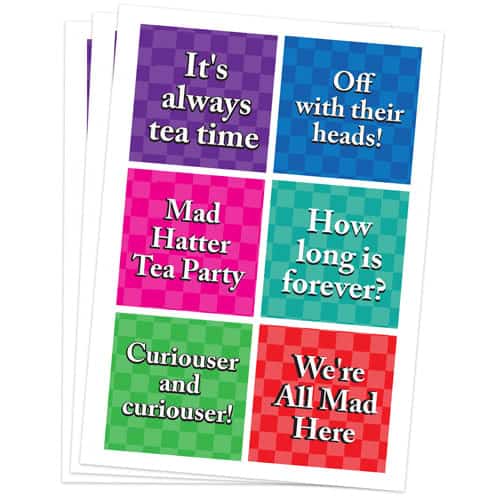 Alice In Wonderland 80mm Square Sticker Sheet of 6 Product Gallery Image