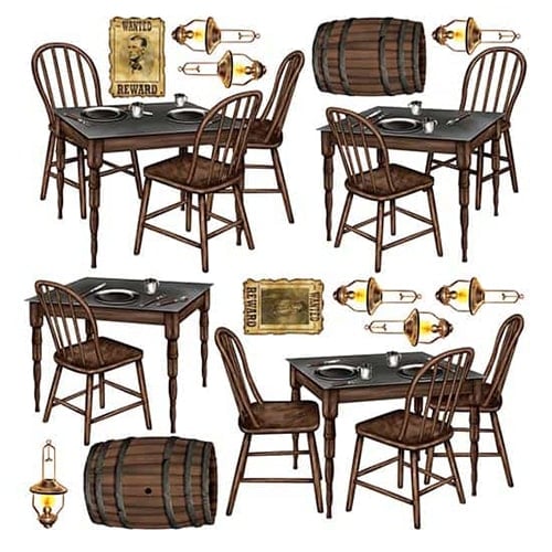 Wild West Saloon Tables Backdrop Scene Setter Add-Ons - Pack of 15