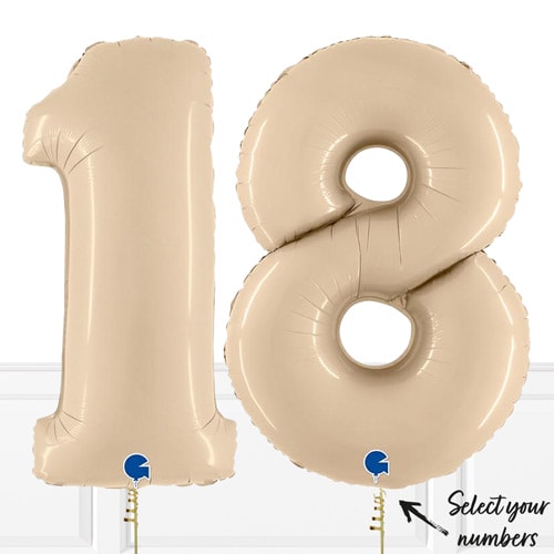 Inflated Satin Cream Birthday Balloon Numbers Product Gallery Image