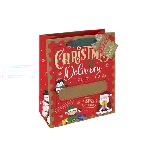 Personalisable Christmas Delivery Medium Red Gift Bag 25cm
