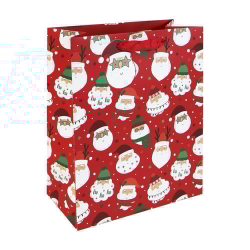 Cool Santa Claus Christmas Large Red Gift Bag 33cm
