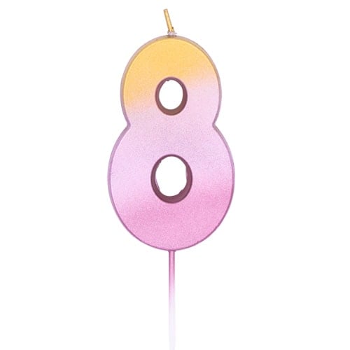 ​​​​​​​Number 8 Rose Gold Ombre Pick Birthday Candle 11cm Product Image