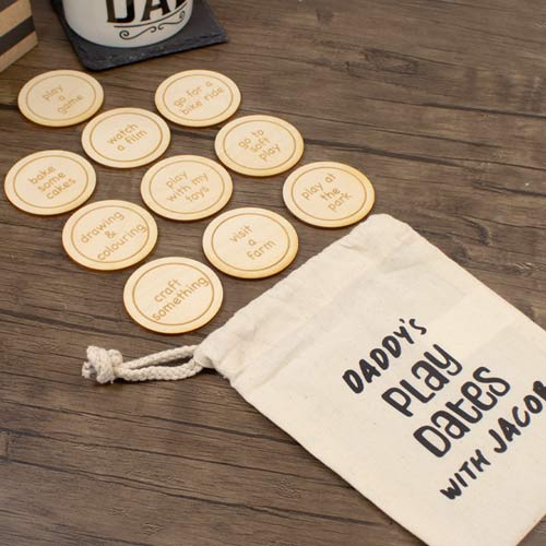 Custom Wooden Activity Tokens with Personalised Bag Set Product Gallery Image