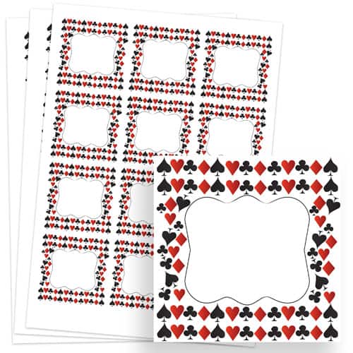 Casino Design 65mm Square Sticker sheet of 12