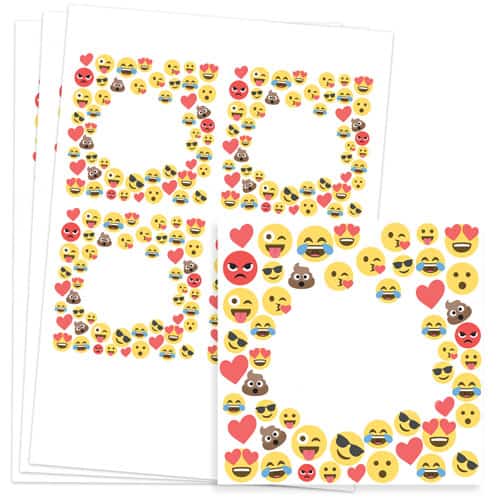 Emoji Design 95mm Square Sticker sheet of 4 Product Image