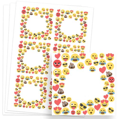 Emoji Design 80mm Square Sticker sheet of 6 Product Image