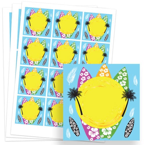 Hawaiian Design 65mm Square Sticker sheet of 12 Product Gallery Image