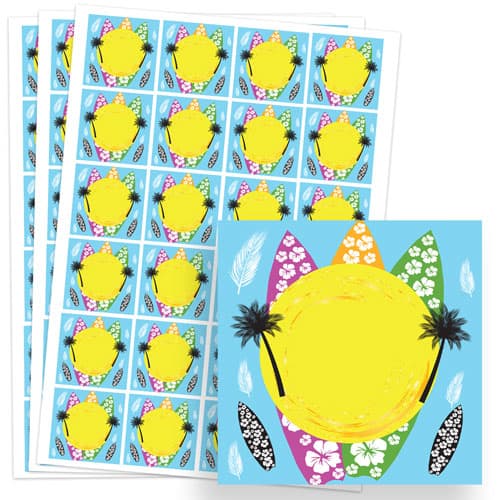 Hawaiian Design 40mm Square Sticker sheet of 24 Product Gallery Image