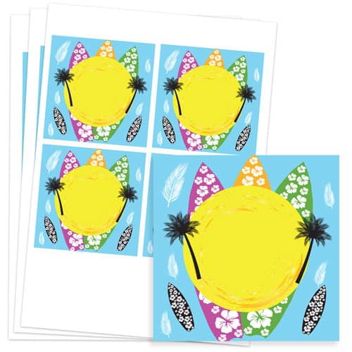 Hawaiian Design 95mm Square Sticker sheet of 4 Product Image