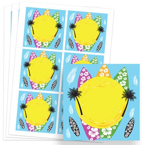 Hawaiian Design 80mm Square Sticker sheet of 6 Product Image