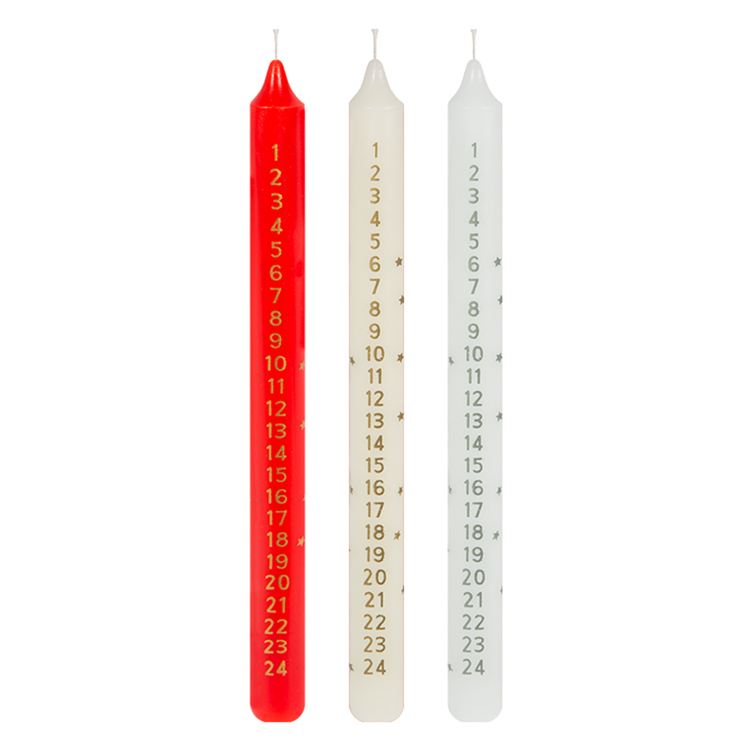 Advent Calendar Countdown Wax Candle 25cm