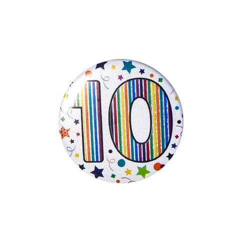 Age 10 Multi Colour Small Badge 6cm Product Image