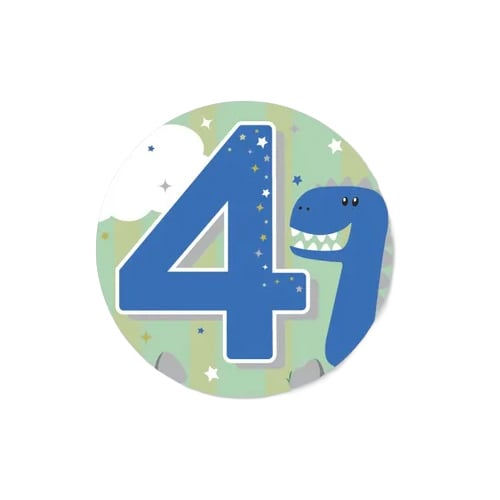 Age 4 Dinosaur Small Badge 6cm