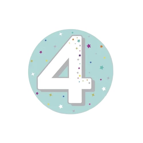 Age 4 Stars Small Badge 6cm