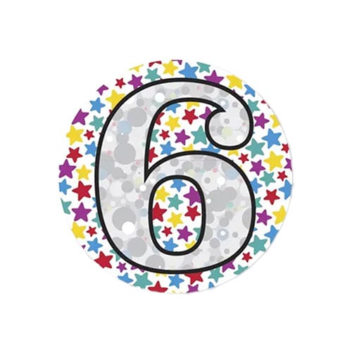 Age 6 Multicoloured Stars Small Badge 5.5cm Product Image