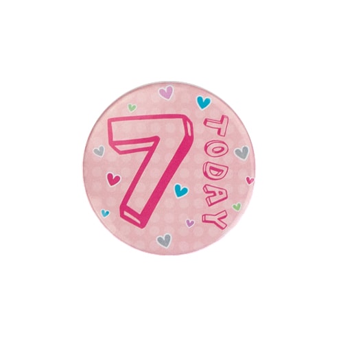 Age 7 Pink Small Badge 6cm Product Image