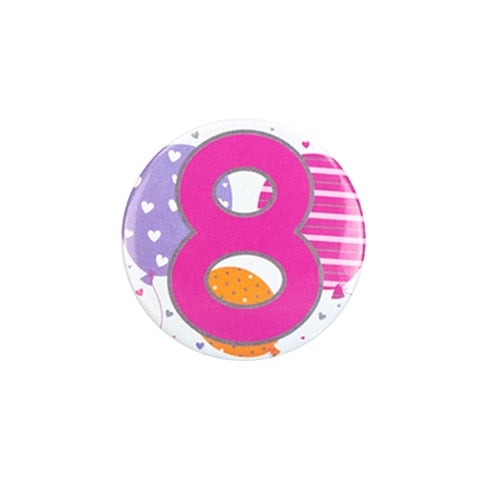 Age 8 Pink Small Badge 6cm Product Image