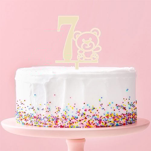 Ages 1 - 9 Teddy Bear Birthday Acrylic Cake Topper Product Gallery Image