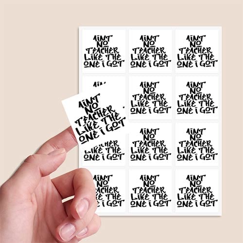 Ain't No Teacher Like the One I Got Square Stickers 65mm - Sheet of 12 Product Gallery Image