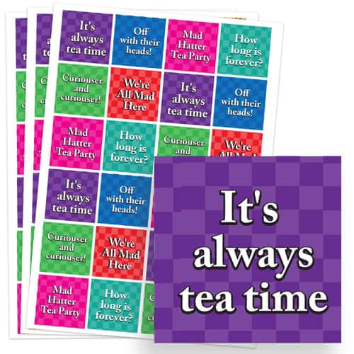Alice In Wonderland 40mm Square Sticker Sheet of 24