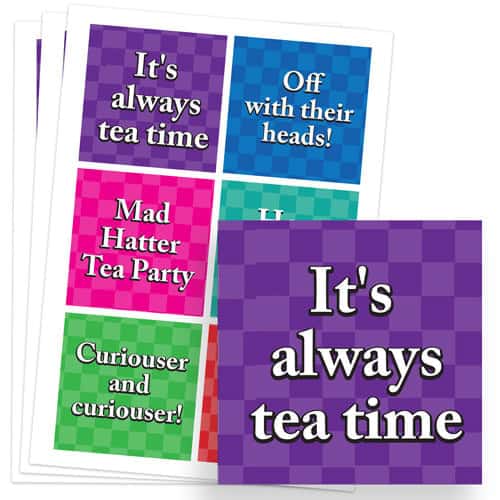 Alice In Wonderland 80mm Square Sticker Sheet of 6