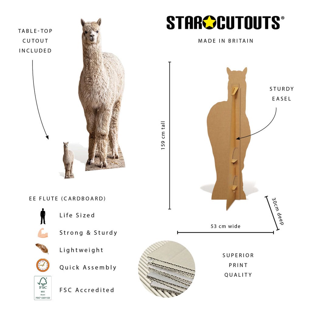 Alpaca Lifesize Cardboard Cutout 159cm View 6