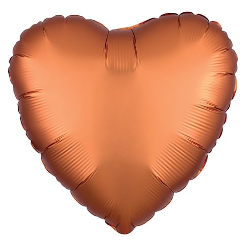 Amber Orange Satin Luxe Heart Shape Foil Helium Balloon 43cm / 17 in